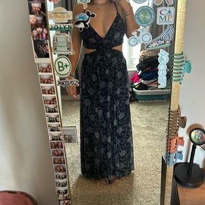 long dress with cut outs on the side